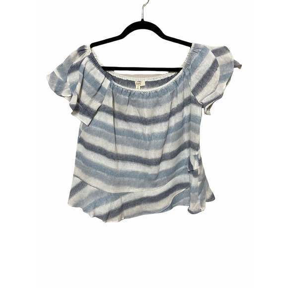 Ganji LA Striped Off The Shoulder Blouse Linen M - Picture 1 of 6